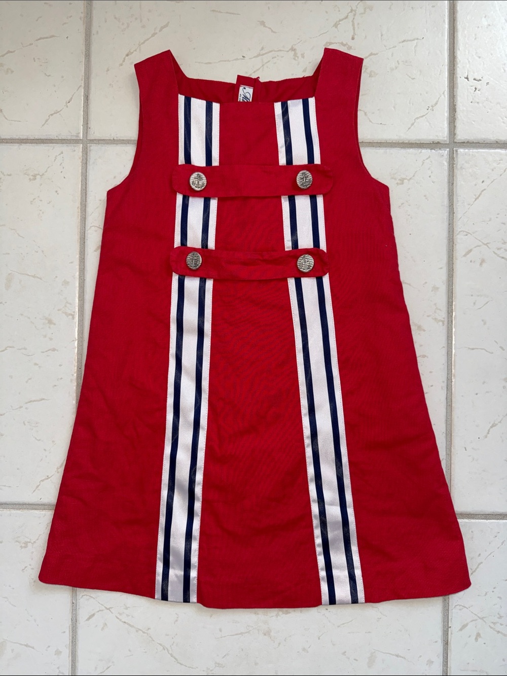 Girls Red Nautical Stripe Dress